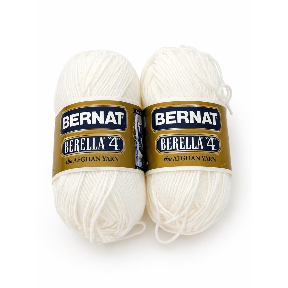 Bernat Berella 4 Afghan Yarn White ( 08942)  2 Skeins Acrylic (#4)  Lot #005-01